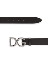 Tumbled leather belt with DG logo - | Dolce & Gabbana
