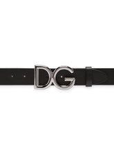 Tumbled leather belt with DG logo - | Dolce & Gabbana