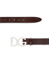 Tumbled leather belt with DG logo - | Dolce & Gabbana