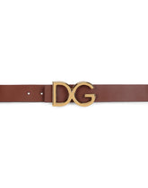 Leather belt with DG logo - | Dolce & Gabbana