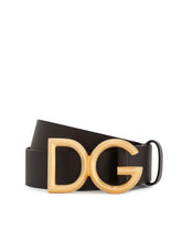 Luxury leather belt with DG logo - | Dolce & Gabbana