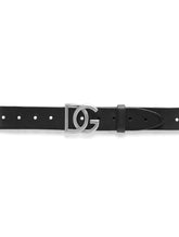 Split-grain leather belt with crossover DG logo - | Dolce & Gabbana