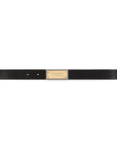 Tumbled calfskin belt with branded buckle with two plated finishes - | Dolce & Gabbana