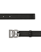 Calfskin belt with crossover DG buckle logo - | Dolce & Gabbana