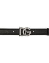 Calfskin belt with crossover DG buckle logo - | Dolce & Gabbana