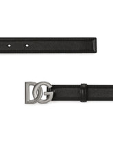 Calfskin belt with crossover DG buckle logo - | Dolce & Gabbana