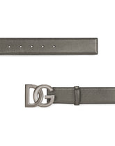 Calfskin belt with crossover DG buckle logo - | Dolce & Gabbana