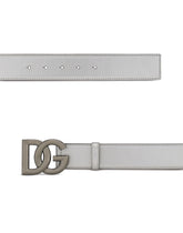 Calfskin belt with crossover DG buckle logo - | Dolce & Gabbana