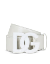 Matte nappa leather belt with crossover DG logo buckle - | Dolce & Gabbana