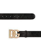 Matte nappa leather belt with pearl DG logo buckle - | Dolce & Gabbana