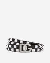 Calfskin belt with two-tone studs - | Dolce & Gabbana