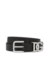 Calfskin belt with DG logo - | Dolce & Gabbana