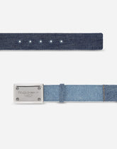 Patchwork denim belt with logo tag - | Dolce & Gabbana