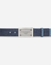 Patchwork denim belt with logo tag - | Dolce & Gabbana