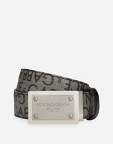 Coated jacquard belt with logo tag - | Dolce & Gabbana