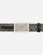 Coated jacquard belt with logo tag - | Dolce & Gabbana