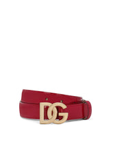 Polished calfskin belt with DG logo - | Dolce & Gabbana