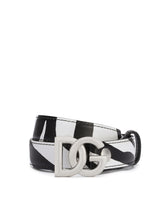 Printed calfskin belt with DG logo - | Dolce & Gabbana