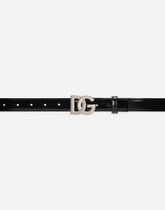 Shiny calfskin belt with DG logo - | Dolce & Gabbana