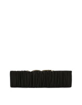 Elasticated and gathered nappa leather belt with DG logo - | Dolce & Gabbana