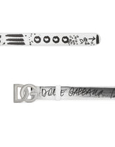 Calfskin belt with logo print - | Dolce & Gabbana