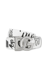 Calfskin belt with logo print - | Dolce & Gabbana