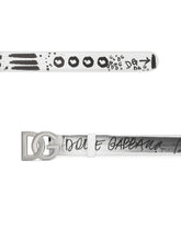 Calfskin belt with logo print - | Dolce & Gabbana