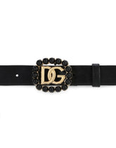 Calfskin belt with DG logo with black pearls - | Dolce & Gabbana