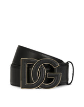 Calfskin belt with DG logo - | Dolce & Gabbana