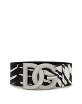 Printed shiny calfskin belt with DG logo - | Dolce & Gabbana