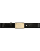 Calfskin belt with branded tag - | Dolce & Gabbana