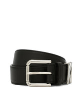 Calfskin belt with lettering - | Dolce & Gabbana