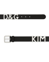 Calfskin belt with lettering - | Dolce & Gabbana