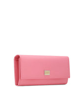 Dauphine calfskin wallet with branded tag - | Dolce & Gabbana