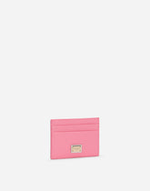 Dauphine calfskin card holder with branded tag - | Dolce & Gabbana