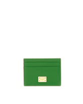 Dauphine calfskin card holder with branded tag - | Dolce & Gabbana