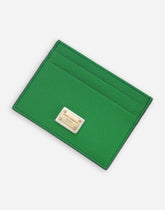 Dauphine calfskin card holder with branded tag - | Dolce & Gabbana
