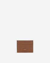 Calfskin card holder with branded plate - | Dolce & Gabbana