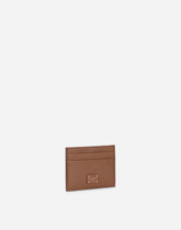 Calfskin card holder with branded plate - | Dolce & Gabbana