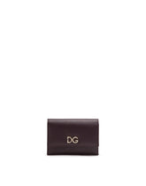 SMALL CONTINENTAL WALLET WITH DG RHINESTONES IN DAUPHINE CALFSKIN - | Dolce & Gabbana