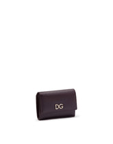 SMALL CONTINENTAL WALLET WITH DG RHINESTONES IN DAUPHINE CALFSKIN - | Dolce & Gabbana