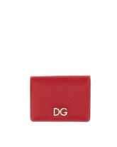 SMALL DAUPHINE CALFSKIN CONTINENTAL WALLET WITH RHINESTONE-DETAILED DG LOGO - | Dolce & Gabbana