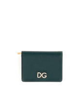 SMALL DAUPHINE CALFSKIN CONTINENTAL WALLET WITH RHINESTONE-DETAILED DG LOGO - | Dolce & Gabbana