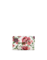 Mini leather bag with roses print and shoulder strap - | Dolce & Gabbana