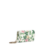 Mini leather bag with roses print and shoulder strap - | Dolce & Gabbana