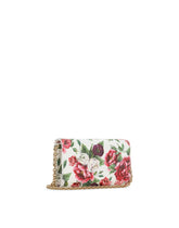 Mini leather bag with roses print and shoulder strap - | Dolce & Gabbana