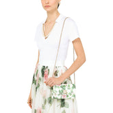 Mini leather bag with roses print and shoulder strap - | Dolce & Gabbana