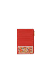 Large vertical card holder in Carretto-print Dauphine calfskin - | Dolce & Gabbana