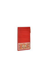 Large vertical card holder in Carretto-print Dauphine calfskin - | Dolce & Gabbana