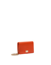 Tumbled calfskin wallet with chain detail - | Dolce & Gabbana